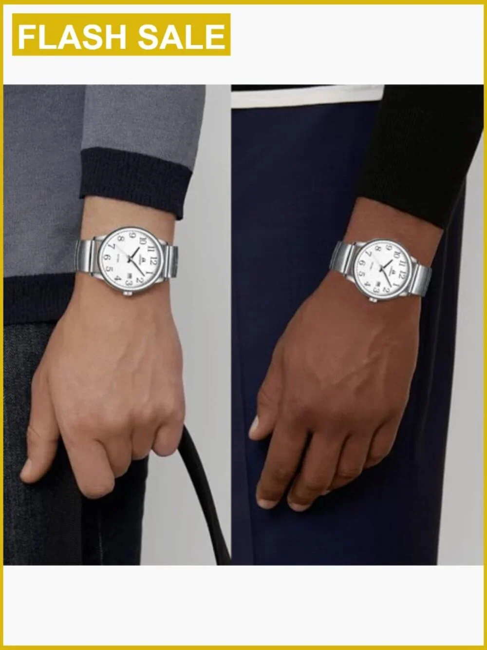 Men's 38mm Analog Quartz Watch Stainless Steel Band Date Water Resistant